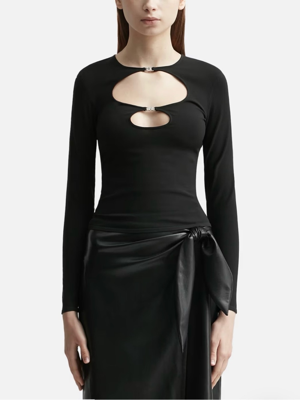 Alexander Wang Black Long-Sleeve Cutout Detail Top